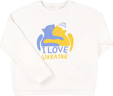 Джемпер з принтом I love Ukraine and Cats